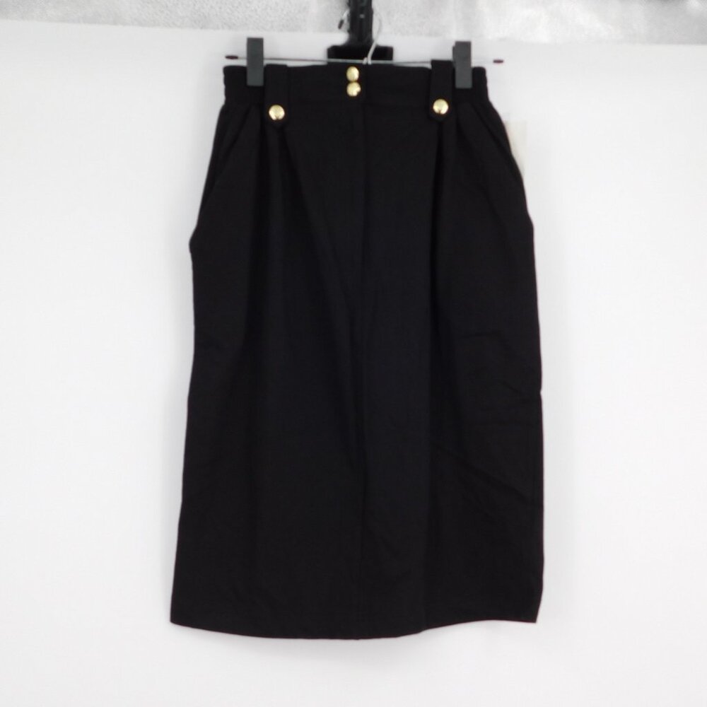 SK & Company Women Black Elastic Waist Skirt Size Petite S 100% Cotton Pockets